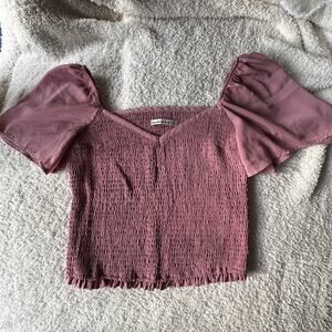 Abercrombie & Fitch Scrunch Flutter Sleeve Top Pink